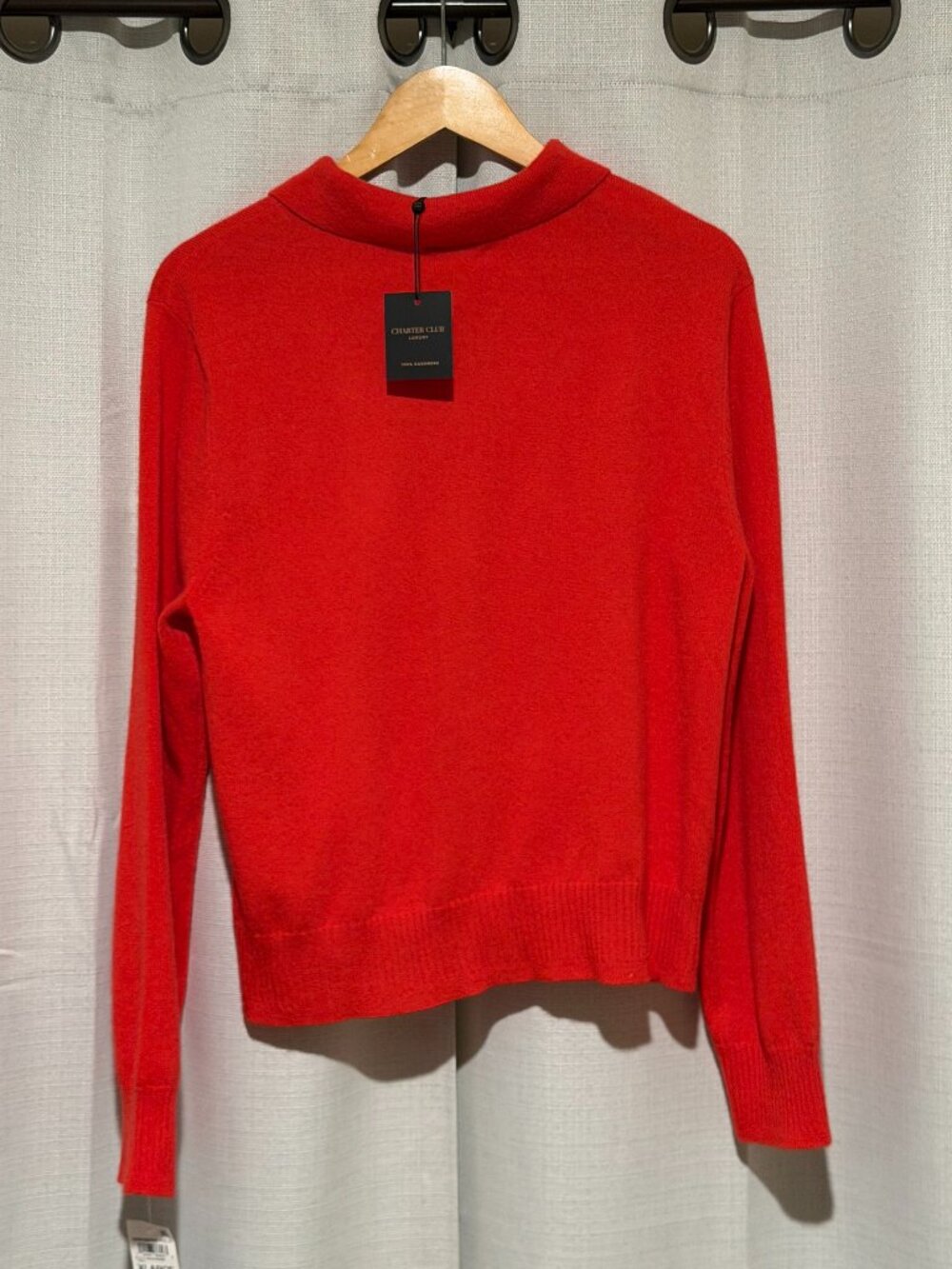 NWT Charter Club Cashmere Collared Button Down Cardigan XL Red  Description Elev - Picture 5 of 6
